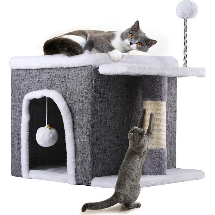 Кіт-будинок YITAHOME для дому, складаний, 47x40x32 см, з когтеточкою та іграшкою, для середніх та великих котів