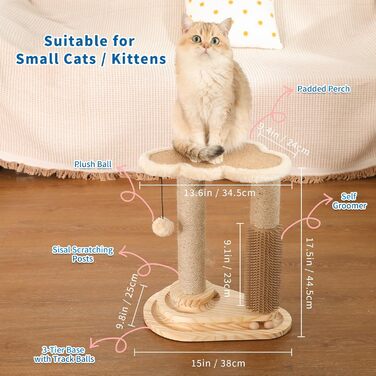 Когтеточка для котів Made4Pets Wolke, 44,5 см, натуральний сизаль, м’яка лежанка, інтерактивна іграшка, для домашніх котів