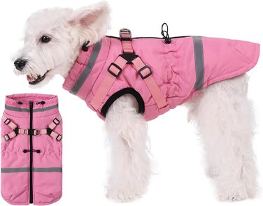 Водонепроникний та вітронепроникний теплий зимовий одяг для собак, розмір M, з інтегрованим нашийником, відбиваючими елементами, ролкрагом та блискавкою. Підходить для великих собак у холодну погоду.
