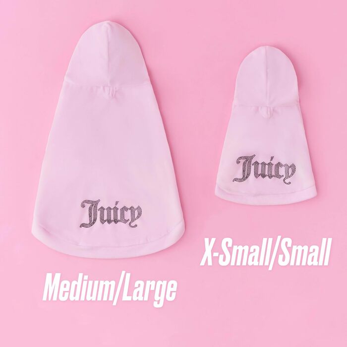 Худі Juicy Couture Bling Velours для домашніх тварин – Рожевий – Розмір XS/S (0,9–3,2 кг) – для маленьких собак та котів