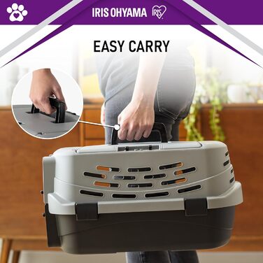 Транспортний бокс для кота Iris Ohyama 36.5л, сірий, 49x30.5x24.8 см, міцний, BPA-free