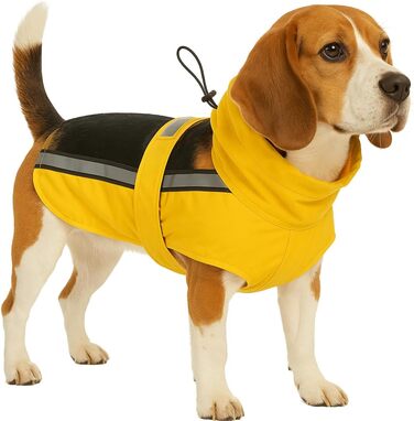 Дощовик для собак Ciro - жовтий, розмір A/B/C (45/51/58-60 см), поліестер, водонепроникний, з відбиваючими смугами, на липучці, придатний для прання при 30°C