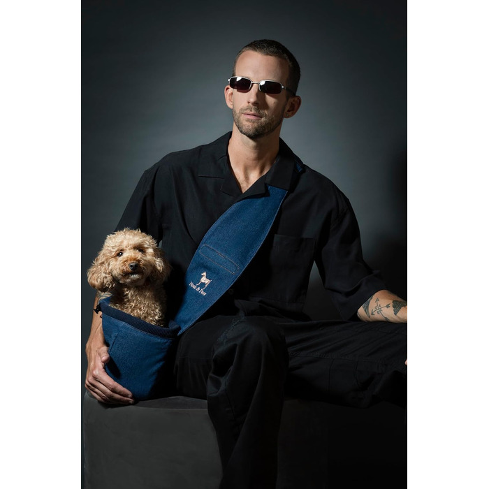 Сумочка для собак Noah & Paw до 10 кг, преміум денім, регульований ремінь, м'яке хутро, 3 системи безпеки