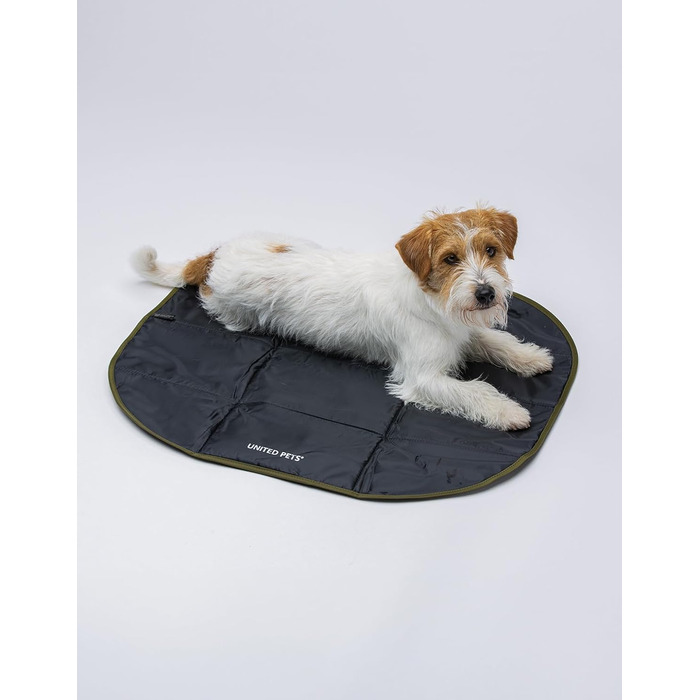 Килимок для собак Lazy Dog Mat від United Pets – портативне, складне ліжко для собак, ідеально підходить для ресторанів та подорожей. Легкий килимок для собак, чорно-зелений, універсальний розмір