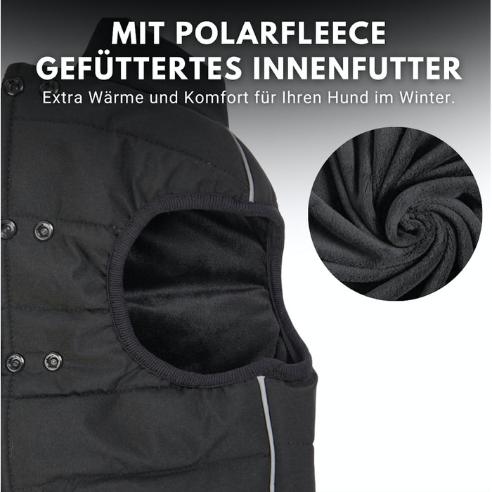 Зимова куртка для собак Spark Paws Warmshield™, водонепроникна, вітрозахисна, флісова, з відбивачами, для середніх і великих порід, чорна, 4XL