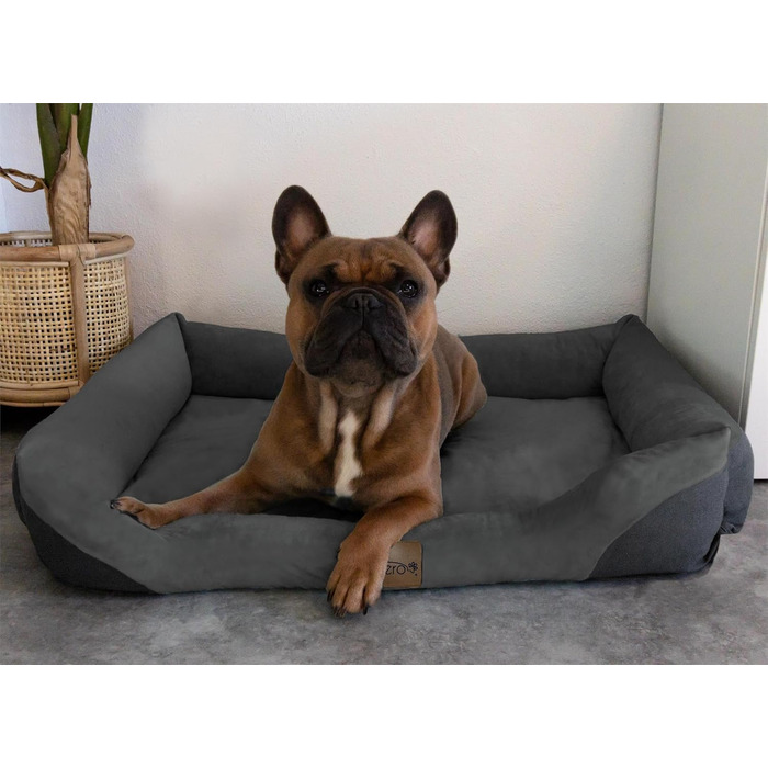 Корзина для собак Normani з підстилкою - лежанка для домашніх тварин, миючий чохол до 95°C, підходить для котів та собак, з екологічно чистих матеріалів, антрацит, 40x50 см