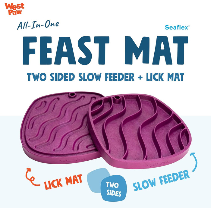 Килимок для годування West Paw Seaflex Feast Mat - Slow Feeder, Lick Mat для собак, Waves, Tropic Red
