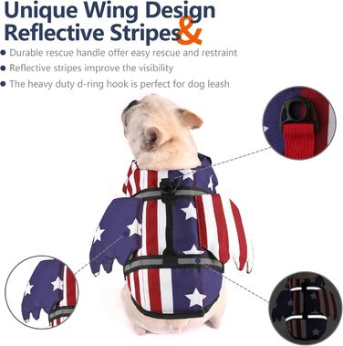 Жилет для плавання собак Petglad з дизайном крила, світловідбиваючий жилет для собак з поплавком для підборіддя, для басейну, пляжу, катання на човні, серфінгу, середніх та великих собак (Помаранчевий, XS) XS (Обхват грудей 29.9-41.9 см) (S (Обхват грудей