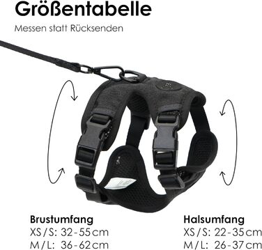 LucyBalu® Explorer: шлейка для котів з повідком | безпечна шлейка з відділенням для AirTag | чорна, M/L