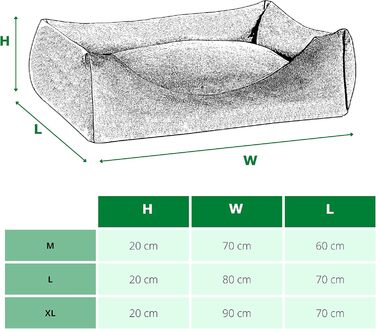 Ліжко для собак Oaza з бортиками, м'яке, текстильне, прямокутне (80x70 см), колір бежевий