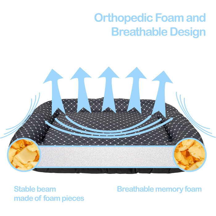 Водонепроникне лежанка для собак - лежанка-матрац з Codura | Для маленьких собак | Сірий колір, розмір XL (105 x 85 см), з принтом лапок