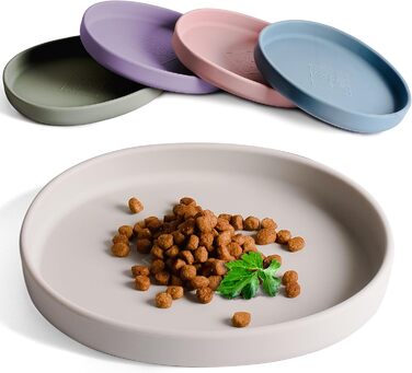 Миска для котів [Колекція Nala] - Плоска миска для їжі | Широка силіконова миска | Миска для котів | Силіконова тарілка для котячого корму (сірий камінь)