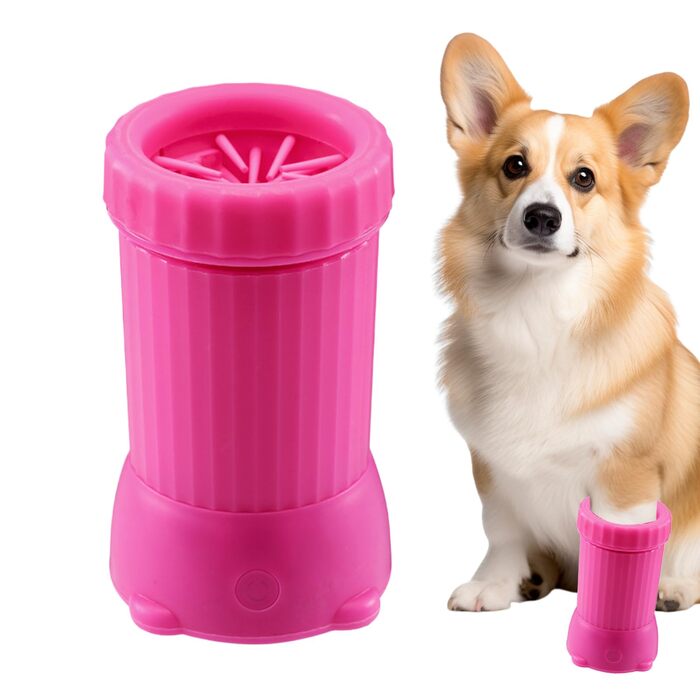 Автоматичний мийник лап для собак, USB-зарядний, для середніх та великих порід, цуценят та котів, рожевий
