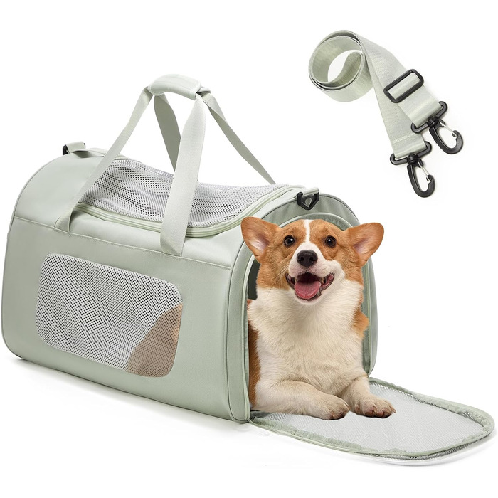 Транспортна переноска для котів та собак великих порід, XL, 53x36x34 см, зелена