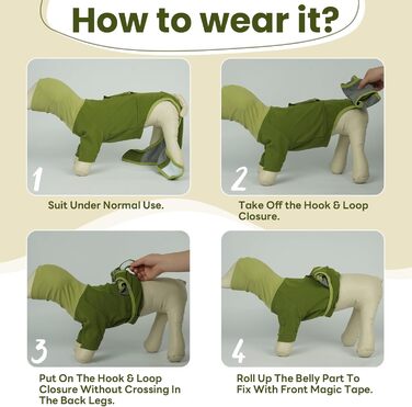 Теплий дощовик для собак MHaustlie з капюшоном та захистом вух, 2 в 1, худі, зелений, розмір S