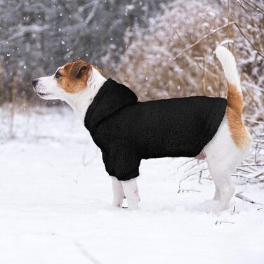 Теплий пуловер для собак середнього розміру, чорний, з капюшоном, розмір M