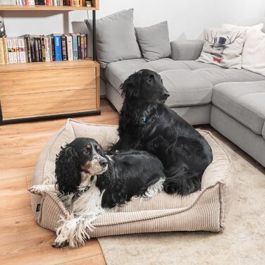 4L Textil М'яке собаче ліжко з корду Hugo Premium-LINE, ортопедичне для маленьких собак, з memory foam, бежеве, 60x40 см