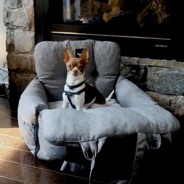 Автокрісло для собак JACKO & CO V2 Premium – підходить для малих та середніх тварин до 18 кг, з підстібкою та поворотком, сіре