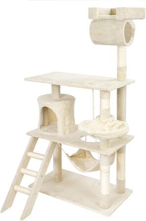 Дерево для котів Wiltec у бежевому кольорі, 141 см, з сизалю, будиночком, гамаком та лежанкою
