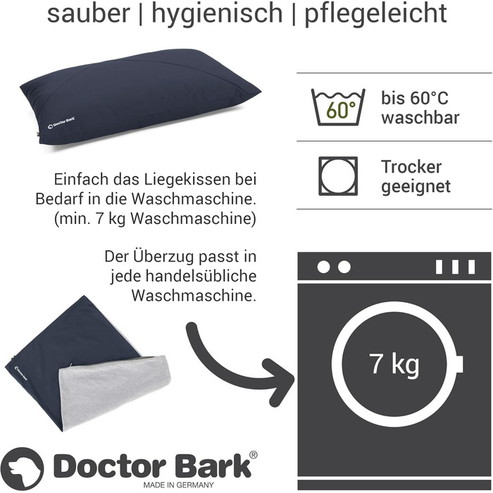 М'яке ліжко для собак великих порід Doctor Bark GreenLabel, зелене, знімний чохол, розмір M, колір: кобальт