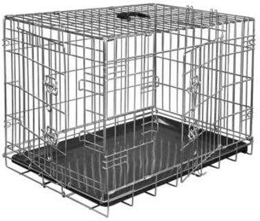 Складана клітка-переноска Vadigran Classic 61x46x51 см, металева, срібляста, розмір M для тварин