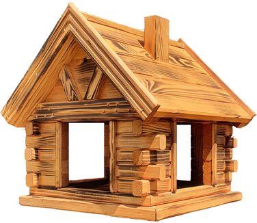 Дерев'яний будиночок для птахів з сосни, вигорілий, годівниця Vogelhaus
