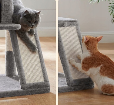 Великий кігтеточка-платформа 2в1 для котів, стійка рампа, світло-сіра, 96 см, Feandrea