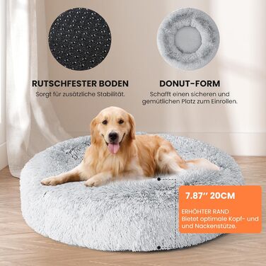 XKISS Лежанка для собак, плюшева, знімний, washable cover, 80см, лежанка для собак великих, середніх та маленьких порід, лежанка для собак, собаче ліжко. Розмір: 100x100x20 см, світло-сіра