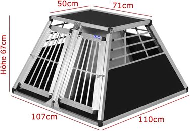 Транспортний бокс для собак Transportbox N52, алюмінієвий, 110x107x67 см з перегородкою та аварійним виходом