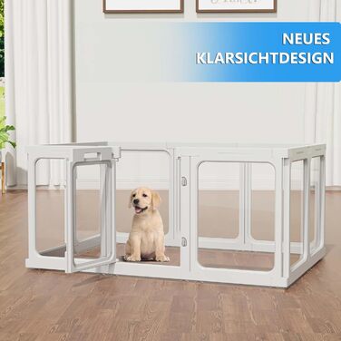 Кія для цуценят SISKEYCOOC 60 см з акрилового пластику, прозорий, з дверцятами, для собак середніх та маленьких порід, легкий у догляді, для дому, 10 шт. Білий, 9+1, висота 60 см