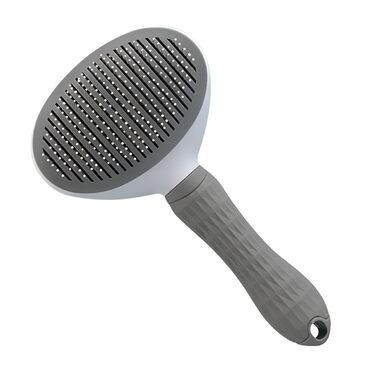 Щітка для тварин самоочищувана, для видалення шерсті котів та собак, видалення підшерстя, неслизька ручка (сіра)