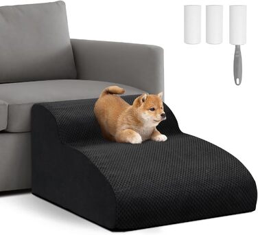 Сходинки для собак Mozvvco: 2 сходинки для маленьких собак, м'який матеріал, знімна оббивка, чорного кольору