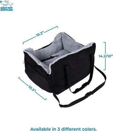 Підвищення для собак у автомобіль, вантажівка або SUV, з м'яким плюшевим килимком та високими бортиками, зручний матрац з безпечними ременями, чорний, 53x51x36 см