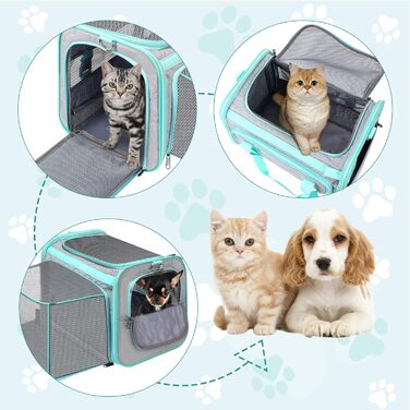 Транспортна переноска для кота Transportbox Katze, складана, розширювана, м'яка переноска для безпеки та комфорту, водонепроникна сумка-переноска для котів до 6.8 кг