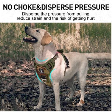 Шлейка для собак великих порід, анти-тяга, світловідбивна, дихаюча, легка, безпечна, м'яка, зелена, L (1 шт.)