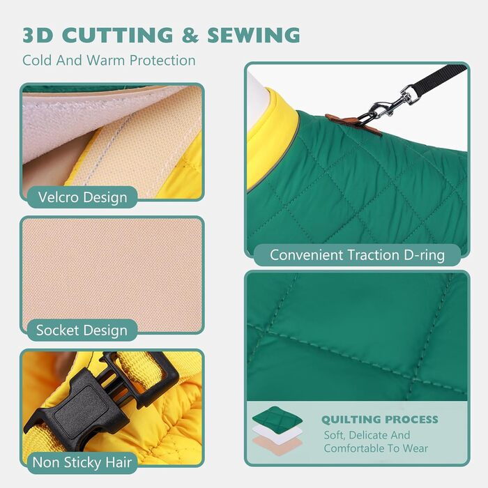 PETCUTE Водонепроникний зимовий дощовик для собак, теплий дощовик для собак середніх та великих порід, з світловідбиваючими смугами, з отвором для шлейки, сірий+блакитний