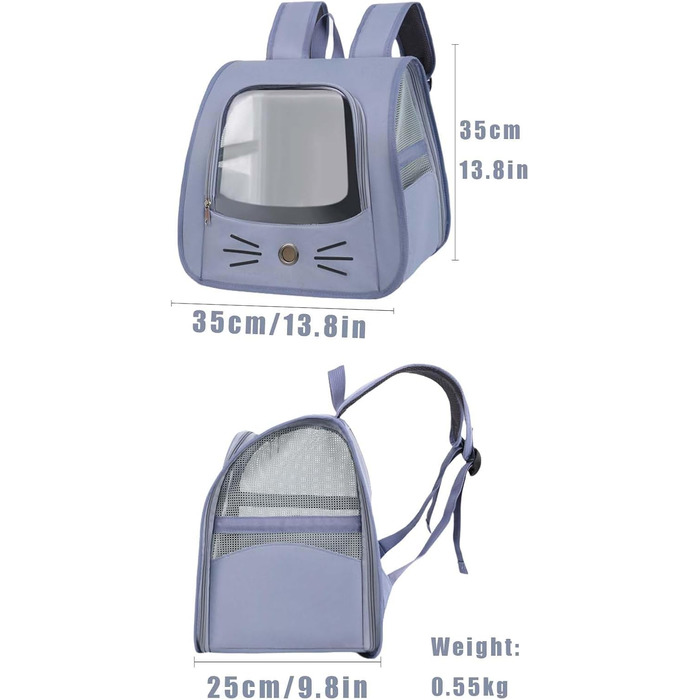 Транспортувальна сумка-рюкзак для котів та дрібних тварин (блакитна)