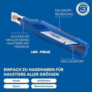 Dremel 7350: Шліфувальник для кігтів домашніх тварин (собаки, коти) з акумулятором 3.6V, USB-кабель, 2 насадки