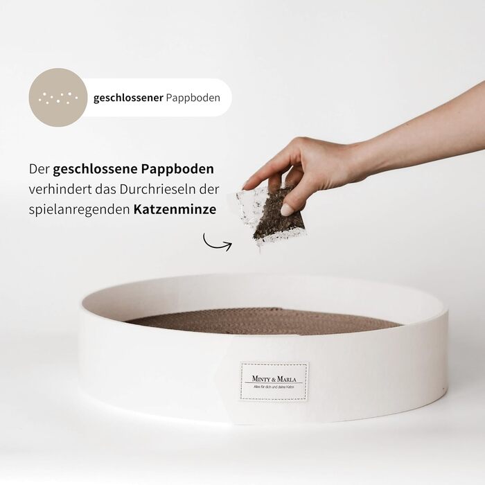 Котяче дряпальний борд Minty&Marla® з котячою м'ятою | Дряпальний борд для котів | Котяче ліжко-дряпалка | Білий