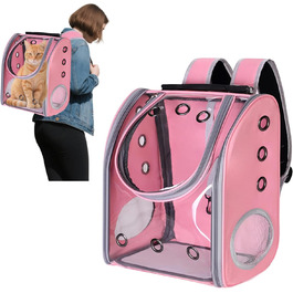 PETCUTE Рюкзак для собак і котів, дихаючий, прозорий, з підкладкою, для подорожей, дозволений авіакомпаніями, рожевий