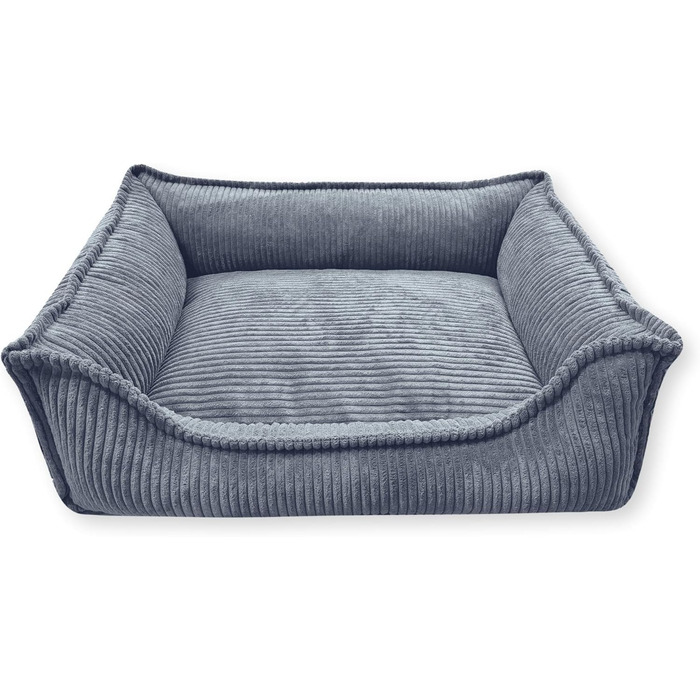 4L Textil М'яке собаче ліжко з корду Hugo Premium-LINE, ортопедичне, для маленьких собак, з піною з пам'яті, знімний чохол, плюшеве (темно-сірий, 60x40 см)