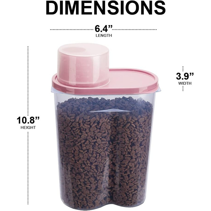 Контейнери для корму для тварин GreenJoy (2 шт.) 0,9 кг/2,5 л з мірним стаканчиком, кришками та мискою для собак та котів, водонепроникні, BPA-free (блакитний та рожевий)