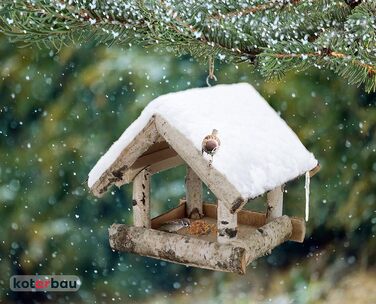 Коттарбау® годівниця для птахів з натурального дерева, балконна годівниця для птахів, годівниця для диких птахів