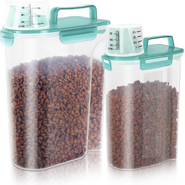 Контейнер для корму для собак 3-2,3 кг, велика насадка, BPA-free, пластиковий, з 4 герметичними закриттями, мірна склянка та ручка, легкий (Чіткий блакитний)