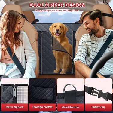 Чохол на автокрісло для собак, водовідштовхувальний, 180 кг, жорстка підкладка, зносостійкий, стійкий до подряпин, антиковзаючий, довговічний, м'яка товста шкіра, підходить для авто, SUV та вантажівок