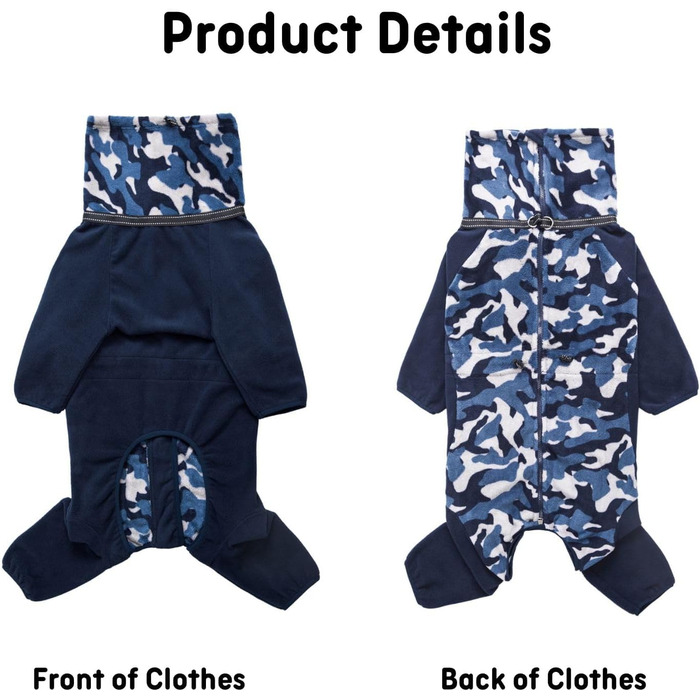 Зимовий комбінезон для собак з блискавкою, D-початком, світловідбиваючими смугами та регульованою протишерстю, вітрозахисна куртка для собак малих, середніх та великих порід, розмір M, блакитний. Розмір M: Довжина спини: 45 см, Обхват грудей: 63 см