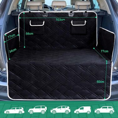 Захист для заднього сидіння авто Caliyo для собак - водовідштовхувальний, стійкий до подряпин, з боковими захистами та оглядовим вікном - універсальний (чорний)