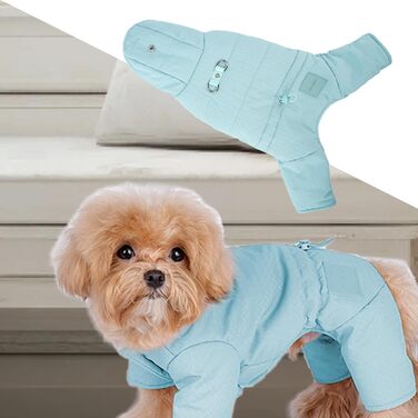Зимовий одяг для собак: тепла куртка-худі для маленьких собак, блакитна, розмір L