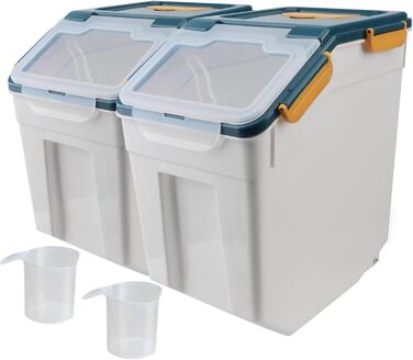 Контейнер для зберігання корму для собак великого об'єму (13,6 кг) з ложкою та мірним стаканчиком (2 шт., блакитний)