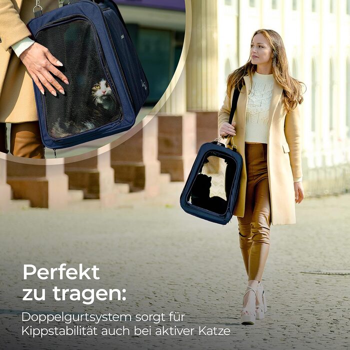 Транспортна переноска для котів You Decide Munich Cat Suite LX Marine з туалетом, складна, для великих котів